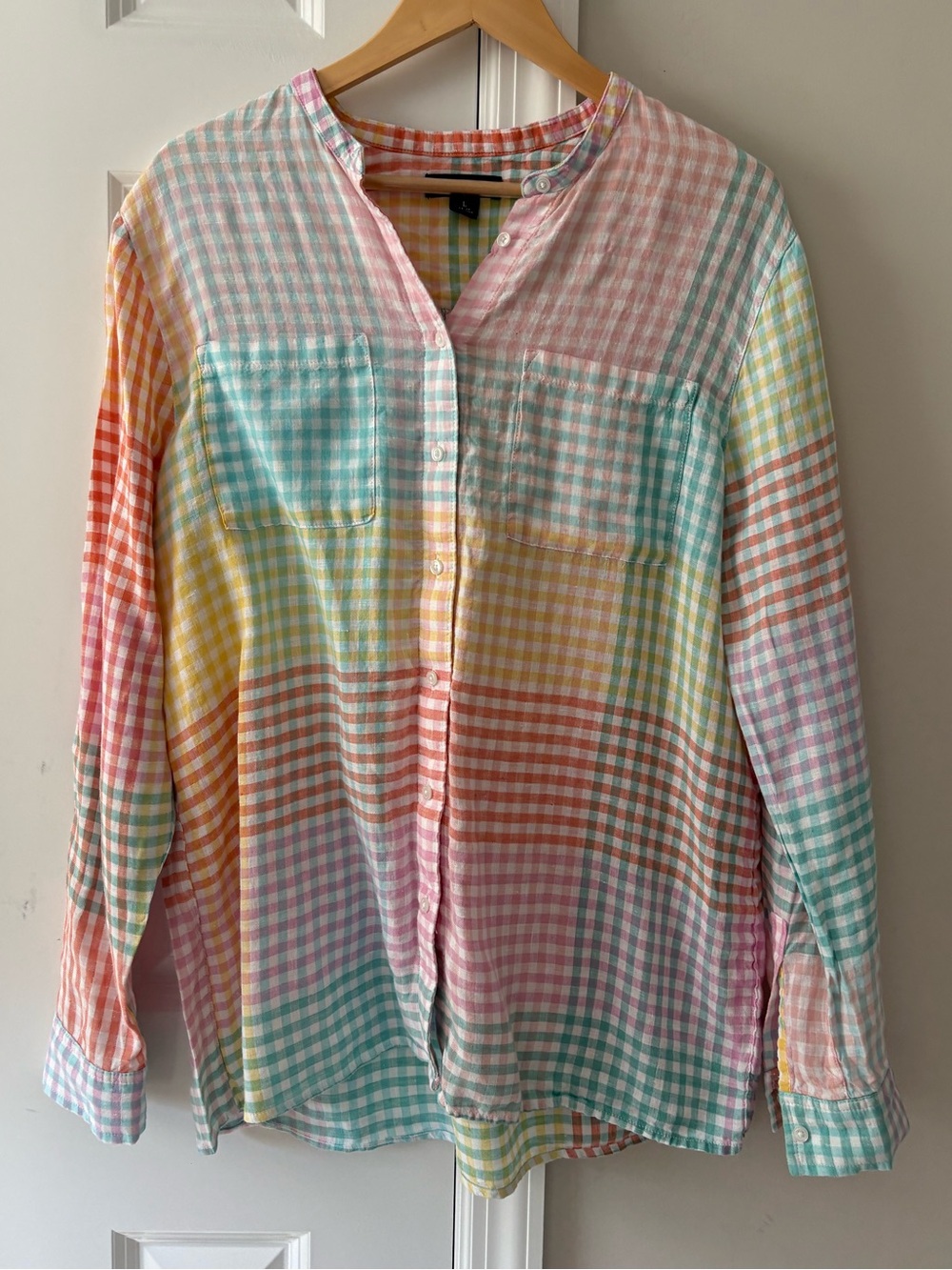 Women’s Multi Pastel Gingham Button-Up Shirt
